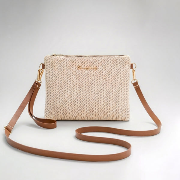 norami & wilde Bolso bandolera pequeño tejido beige™ - transporte cómodo y sencillo
