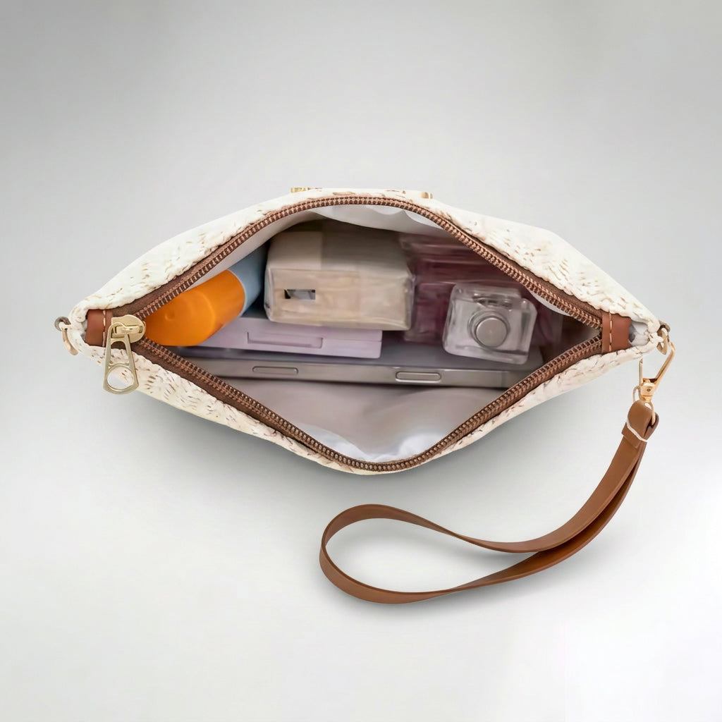 Bolso bandolera pequeño tejido beige norami & wilde - interior